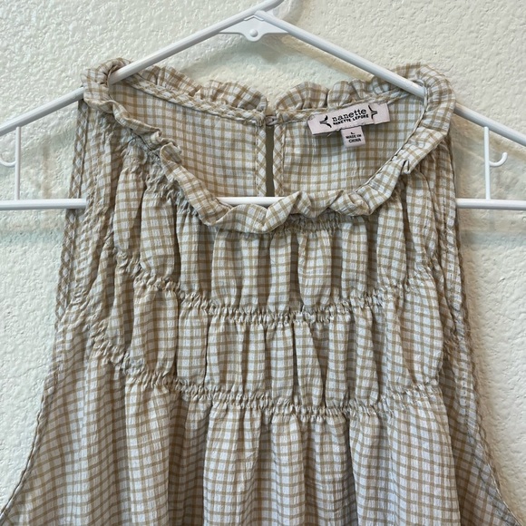 Nanette Lepore Tan Sleeveless Smocked Blouse - Picture 3 of 4